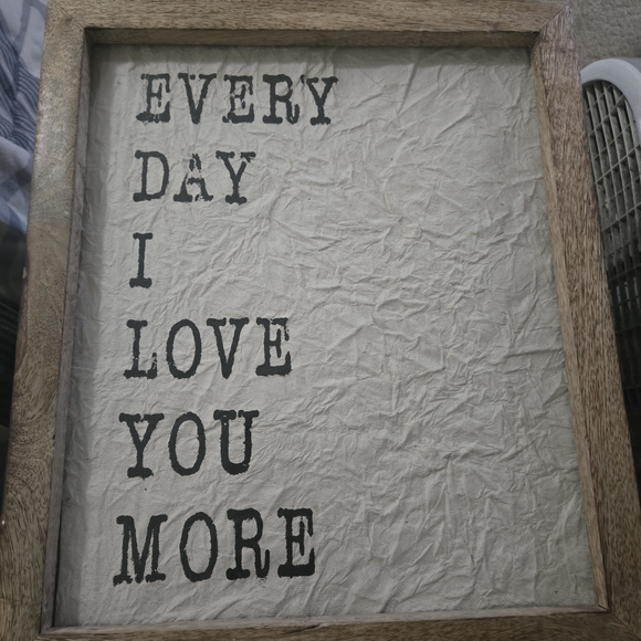 Rustic Wood Framed Wall Art Stamped On Fabric - Picture 1 of 2